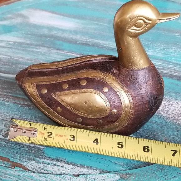 Brass Trimmed Wooden Duck - Picture 4 of 5